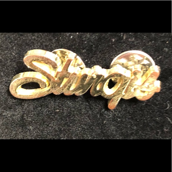 STURGIS Script gold plated Pin 
with posts size 1 1/2" x 1/2"  excellent cond - Picture 9 of 10